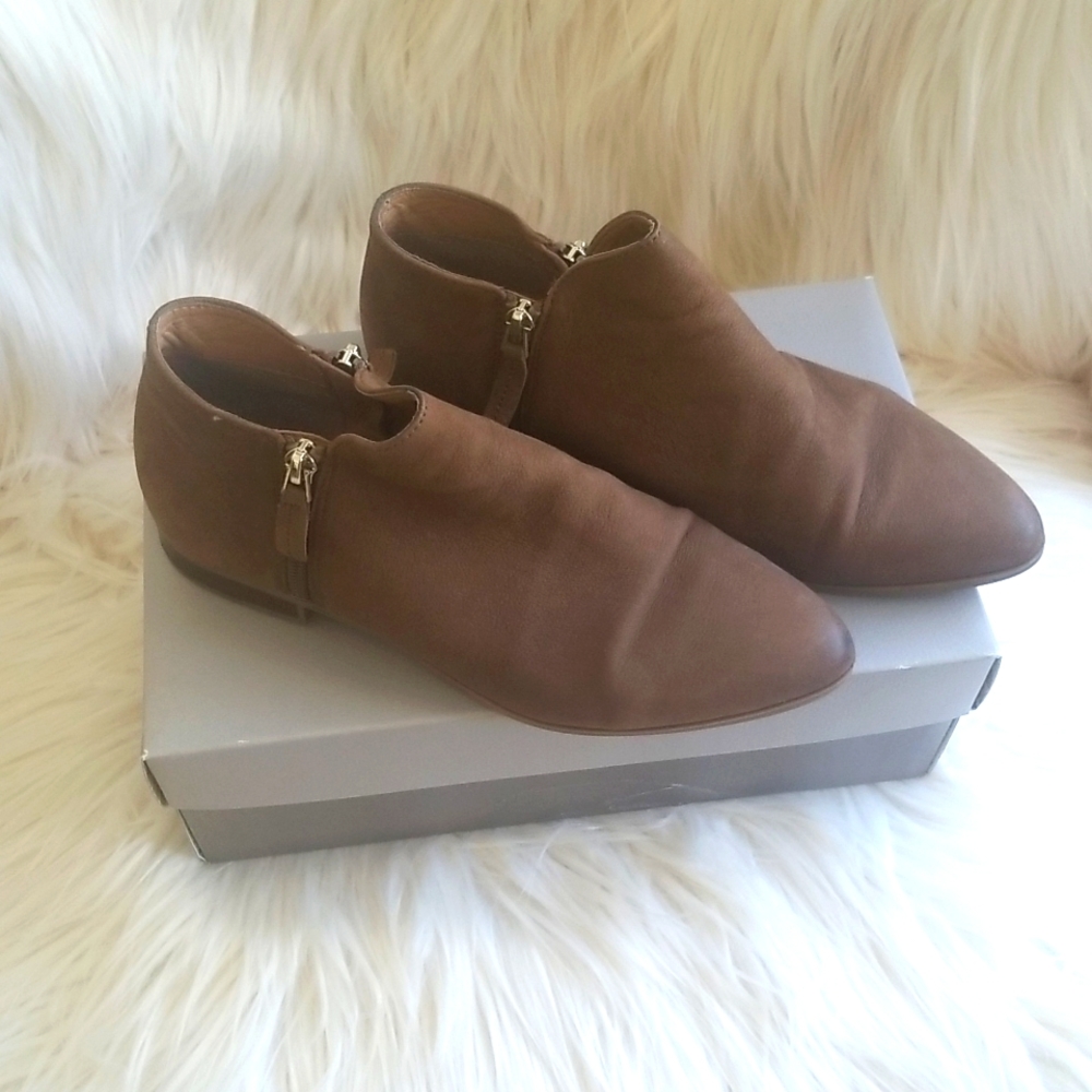 Brown leather booties
